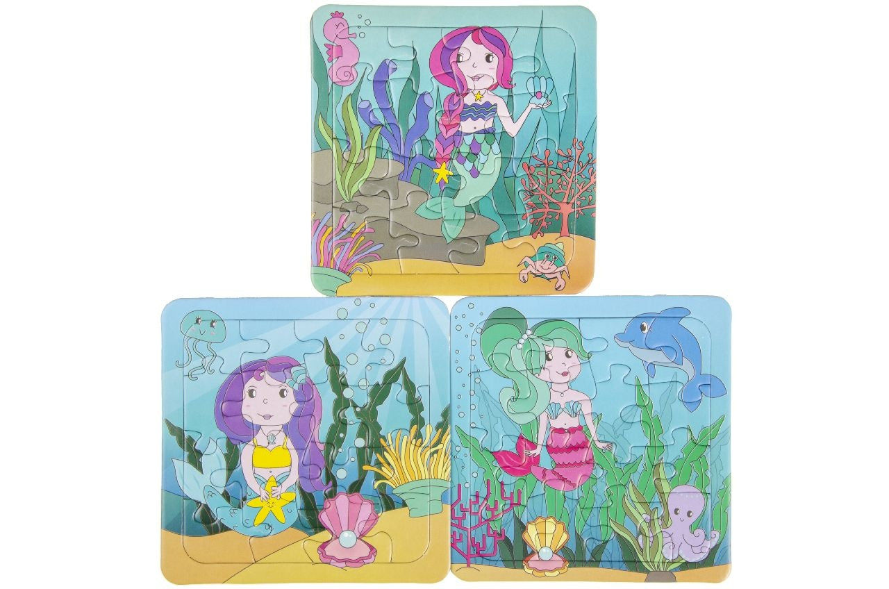 PL Puzzle Meerjungfrau 3 fach sortiert ca 14x14x3 cm candytoys.ch Switzerland
