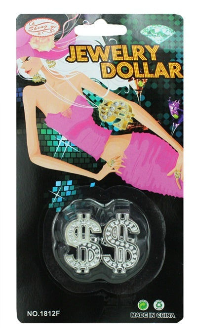 PL Ring Dollarzeichen 2 Ringe auf Karte - ca 19x10cm candytoys.ch Switzerland