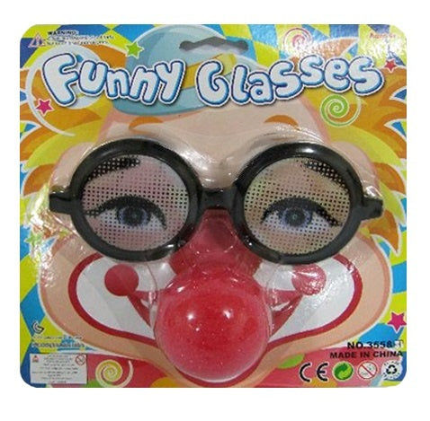 PL Scherzbrille mit Clownnase auf Karte ca 19x19cm candytoys.ch Switzerland