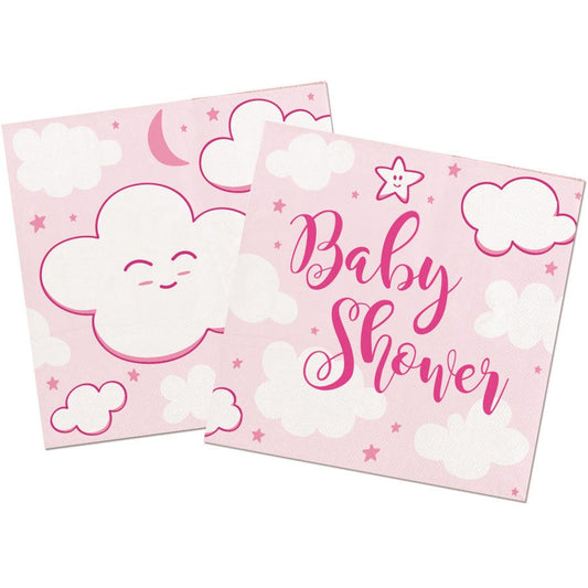 PL Serviette Baby Shower rosa ca 25x25 cm/20 Stück im Pack candytoys.ch Switzerland
