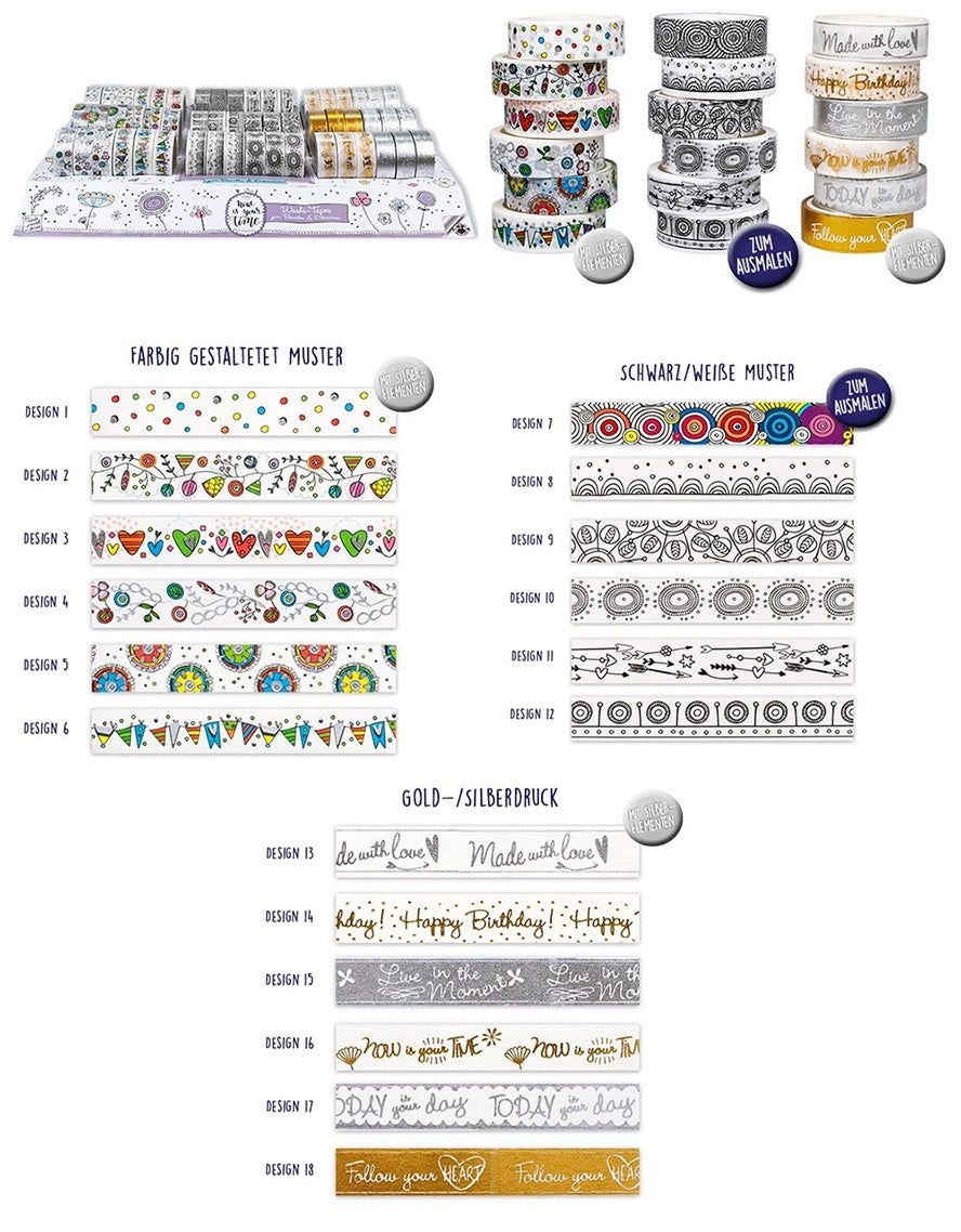 PL Washi Tape Geschenkbanderolen NOW IS YOUR TIME - ca 5m candytoys.ch Switzerland
