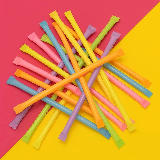 PM 500 Stück – Brausepulver & Süßigkeiten-Stangen | Neon Pulversticks