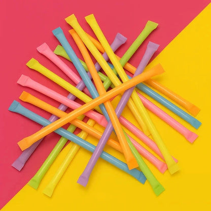 PM 500 Stück – Brausepulver & Süßigkeiten-Stangen | Neon Pulversticks