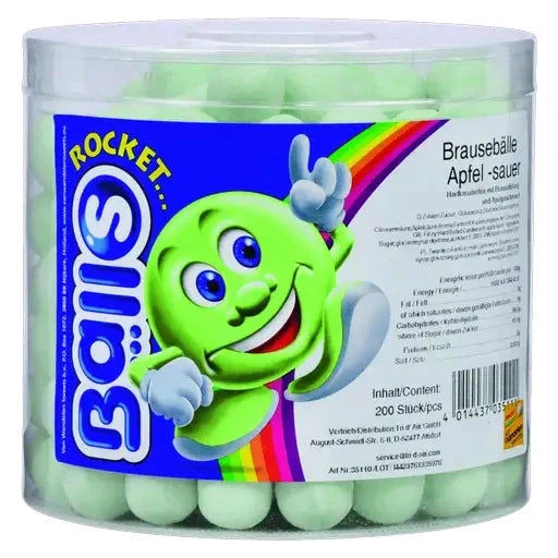 Rocket Balls Rocket Balls Brausebälle Apfel 200 Stück in der Dose candytoys.ch Switzerland