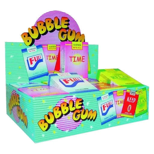 Süßigkeiten Shop Bubble Gum Kaugummi Sticks 24 Schachteln im Karton candytoys.ch Switzerland