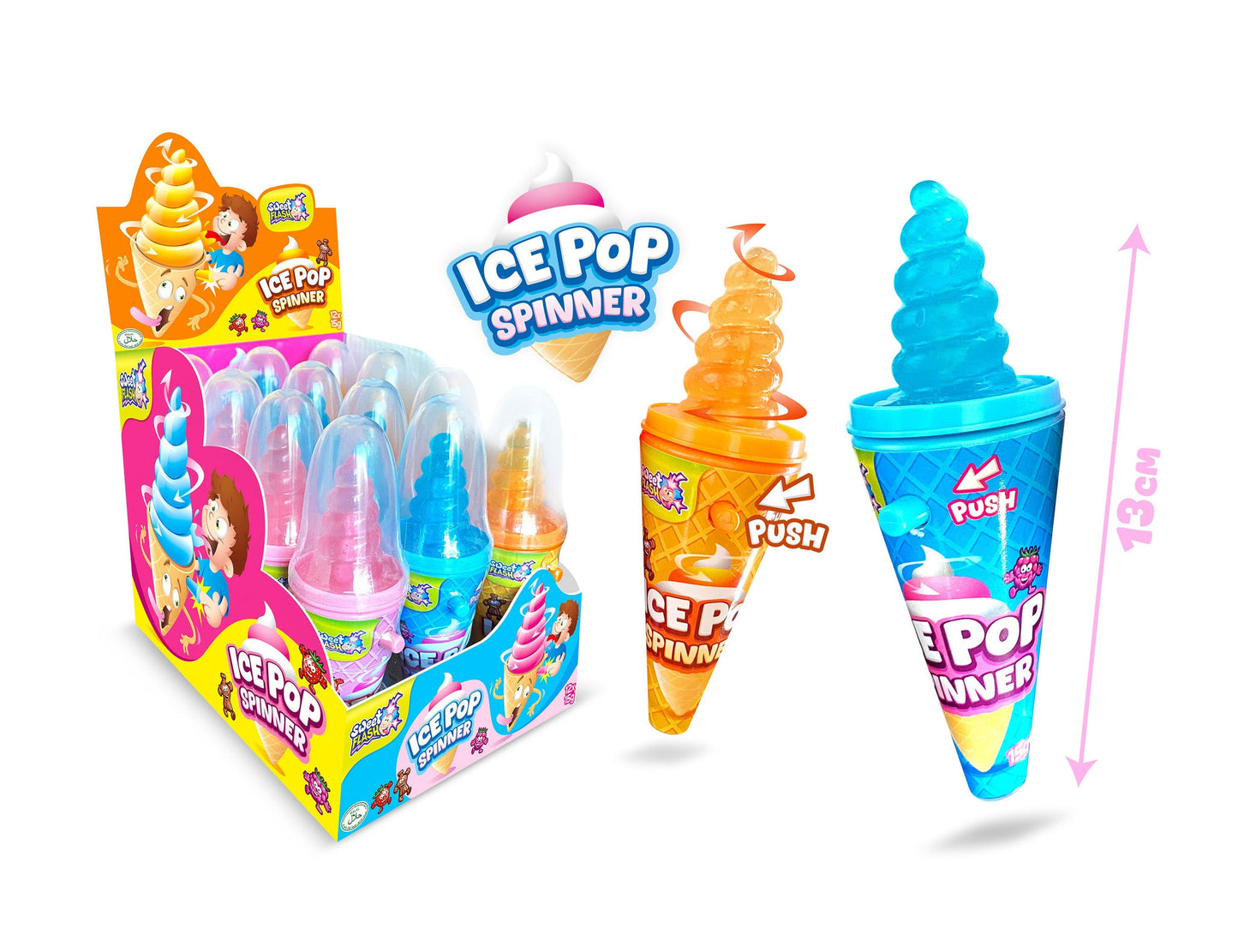Sweet Flash Sweet Flash Ice Pop Spinner 12 Stück im Karton candytoys.ch Switzerland