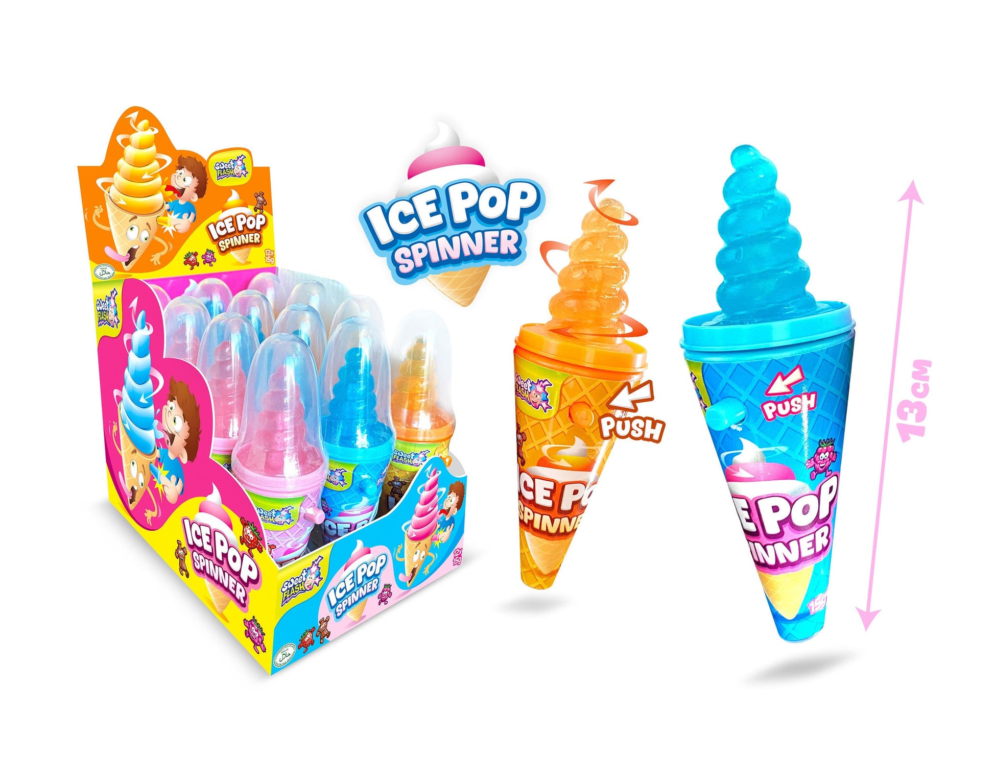 Sweet Flash Sweet Flash Ice Pop Spinner 12 Stück im Karton candytoys.ch Switzerland