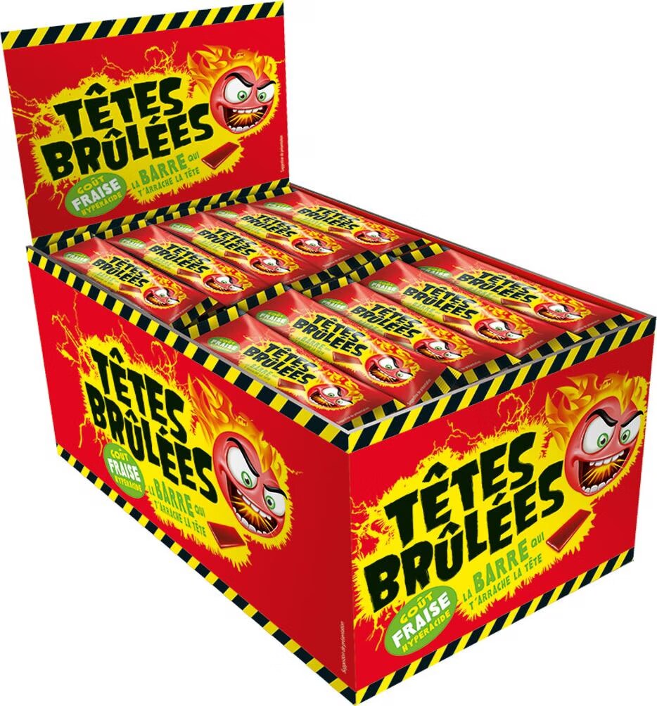 Têtes Brûlées Têtes Brûlées Hyperacide – Kaubonbon Barre Erdbeere / Fraise | 150 Stück