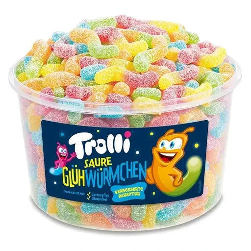 Trolli Trolli Saure Glühwürmchen 1kg in der Dose candytoys.ch Switzerland