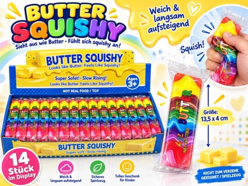 TS Anti Stress Butter Squishy mit Farb-Muster Quetschspielzeug in Butteroptik ca. 14cm