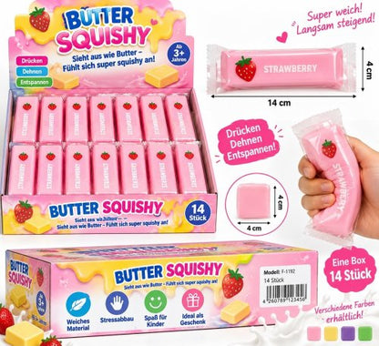 TS Anti Stress Butter Squishy mit Strawberry-Design Quetschspielzeug in Butteroptik
