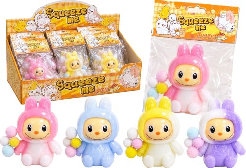 TS Anti Stress Squeeze Figuren mit Hasenkostüm & mini Pompons 4/s ca. 5cm