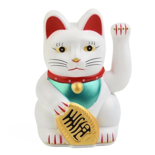 Winkekatze in Schwarz, Weiss, Gold Grösse  8.2x8.2x13,0cm