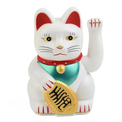 Winkekatze in Schwarz, Weiss, Gold Grösse  8.2x8.2x13,0cm