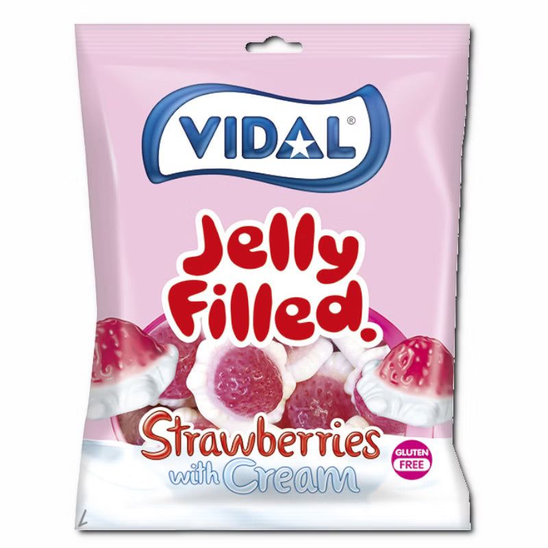 Vidal Golosinas S.A. Vidal Strawberries with Cream, Fruchtgummi, 1 Beutel je 85g
