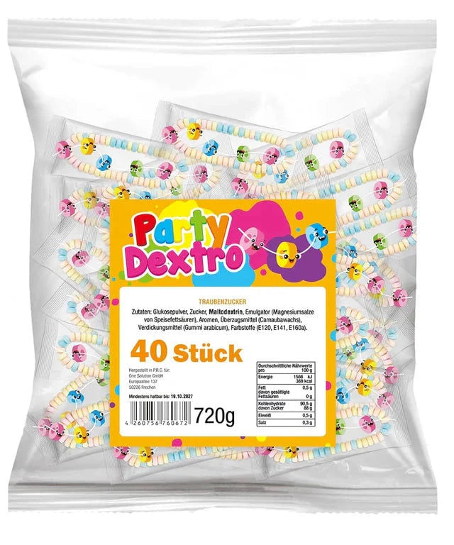 vontek Traubenzucker-Ketten – 40 einzeln verpackte Stücke, 720g
