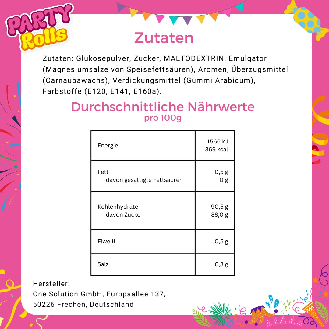 vontek Traubenzucker Röllchen – 200 Stück einzeln verpackt, 500g