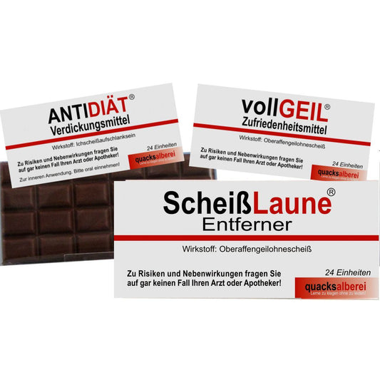 WITZIGE SCHOKOLADE 3ER SET MIT GRUSSKARTE 3 X 100g