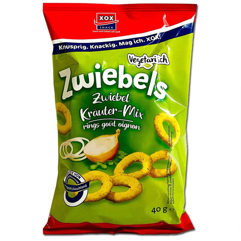 XOX Gebäck GmbH Xox Zwiebelringe, Knabberartikel, 1 Beutel je 40g
